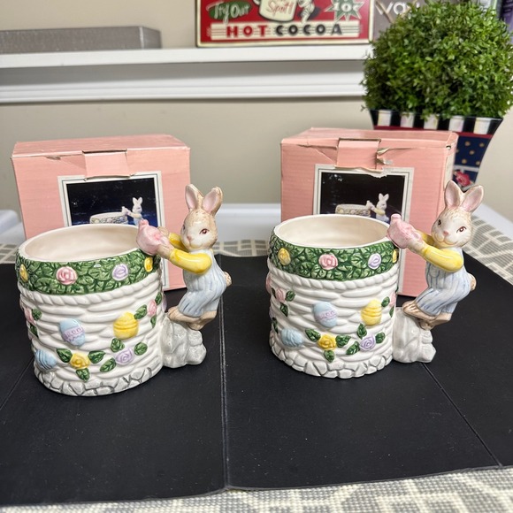 Fitz and Floyd Other - 1994 Fitz & Floyd Omnibus Easter Garden Mugs 2 Piece Vintage NEW Bunnies